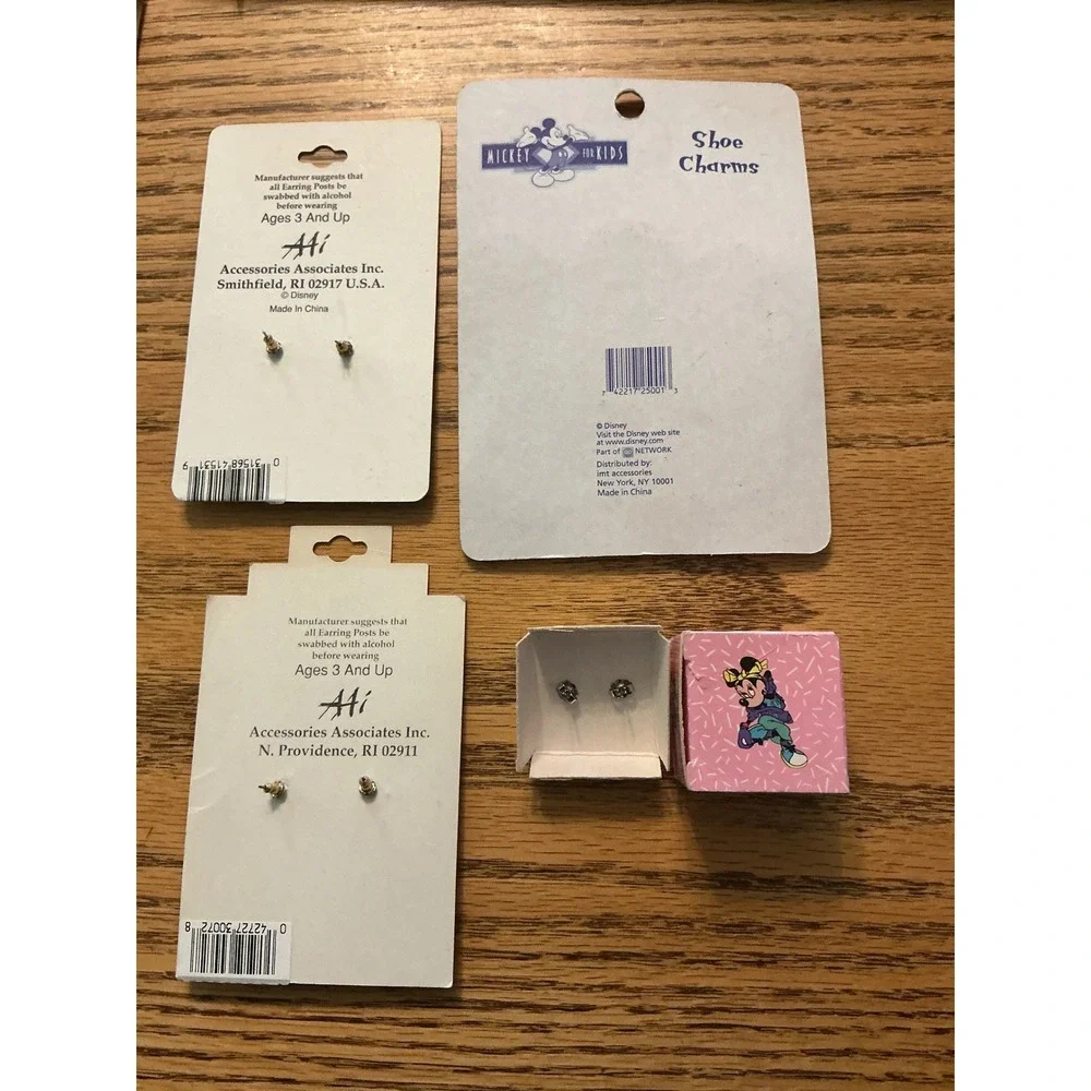 Vintage Disney Mickey Mouse Earrings and Shoe Charms 90s Mickey Stuff for Kid